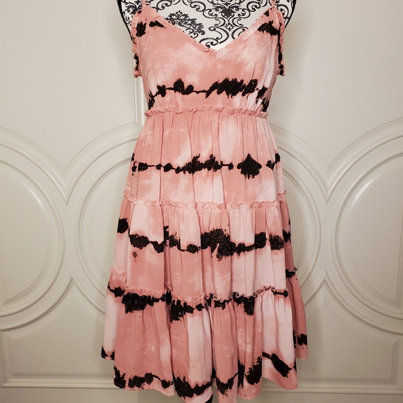 Entro Tie Dye Pink babydoll Tiered Sundress - Picture 2 of 11